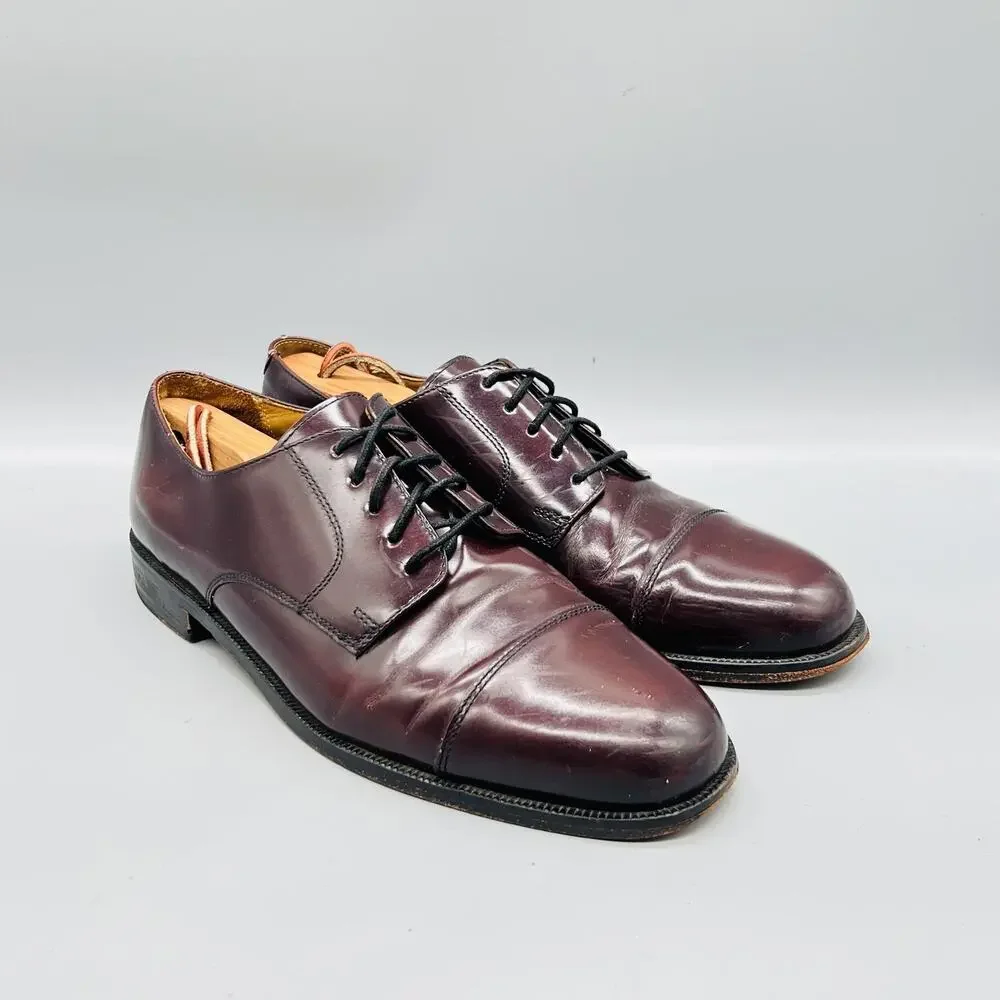 Cole Haan Shoes Mens 9 Brown Leather Cap Toe Derby Oxford Dress Classic Vintage